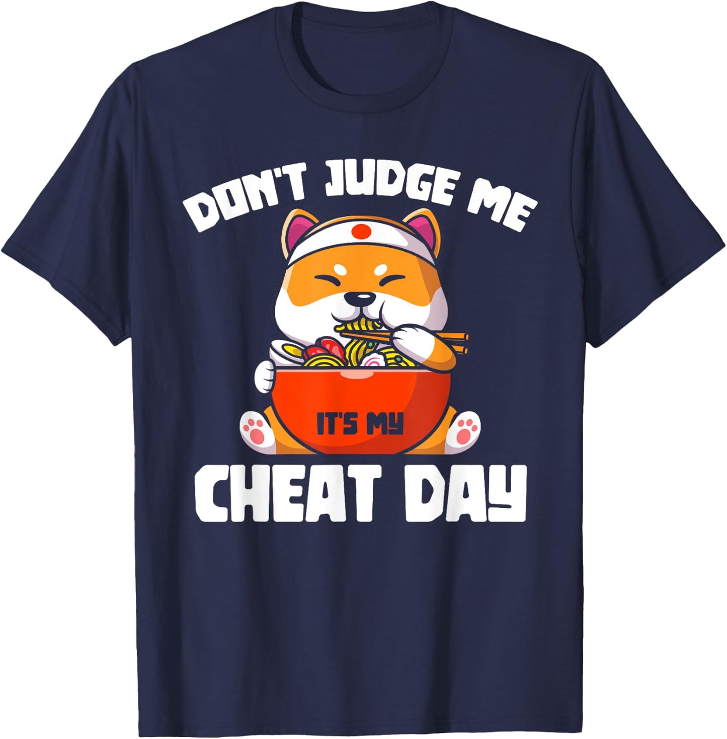 Funny Animal Lover Gift Cute Cat Gym Workout Cheat Day T-Shirt - T-Shirt | Navy