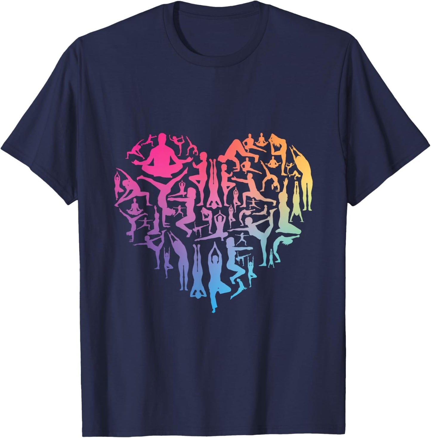 Love Yoga heart meditation pose men girl women Zen Spiritual T-Shirt - T-Shirt | Navy