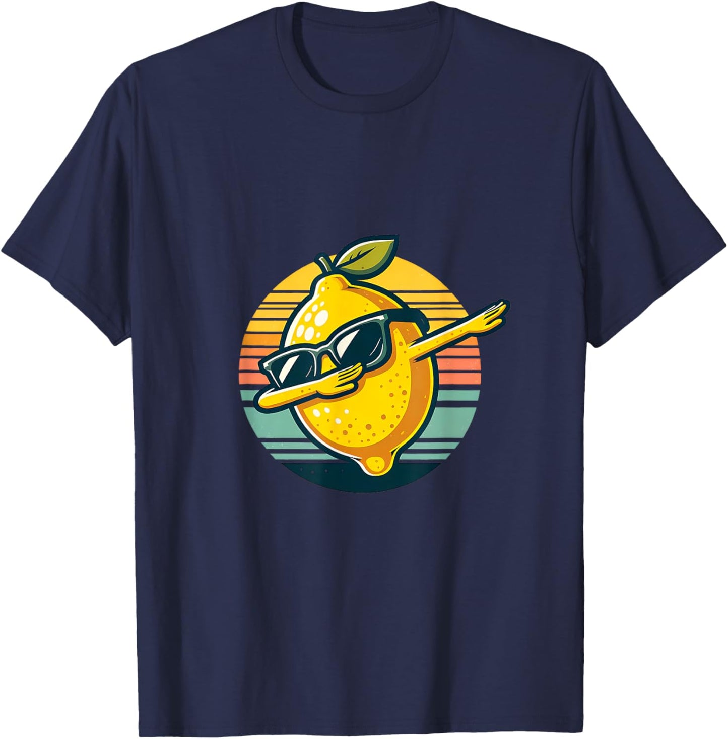 Funny Dab Lemon Dancing Dabbing Retro Fruit T-Shirt - T-Shirt | Navy