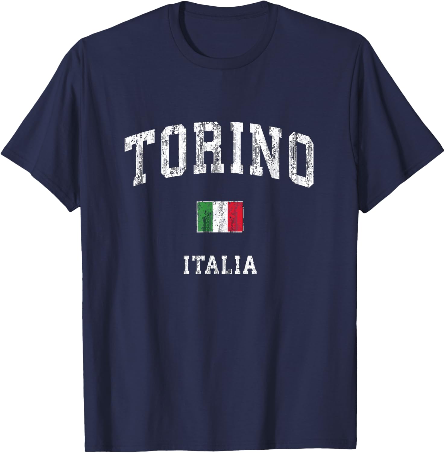 Turin Italy Torino Italia Vintage Athletic Sports Design T-Shirt - T-Shirt | Navy