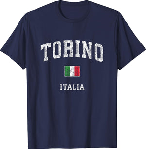 Turin Italy Torino Italia Vintage Athletic Sports Design T-Shirt - T-Shirt | Navy