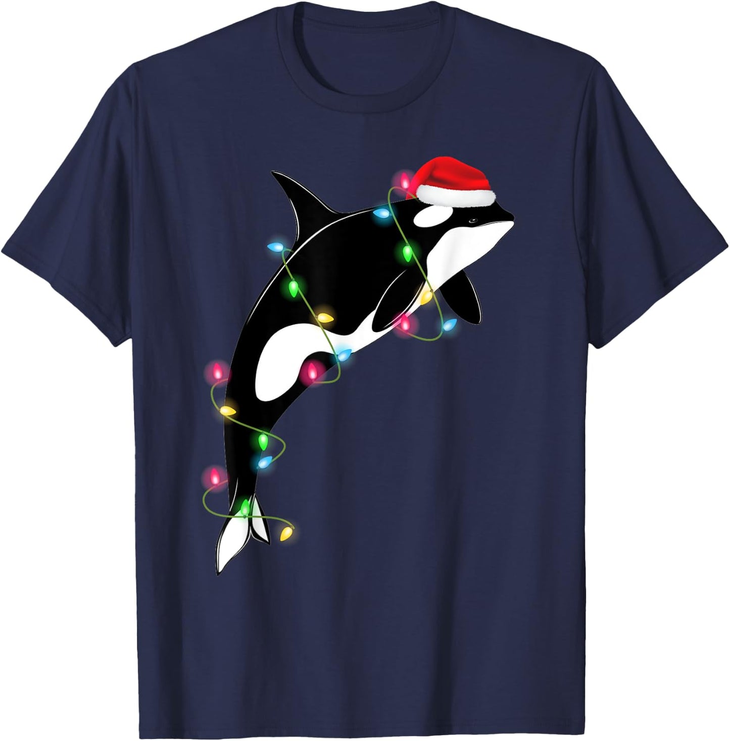 Funny Orca Killer Whale Santa Hat Christmas Sea Animals T-Shirt - T-Shirt | Navy