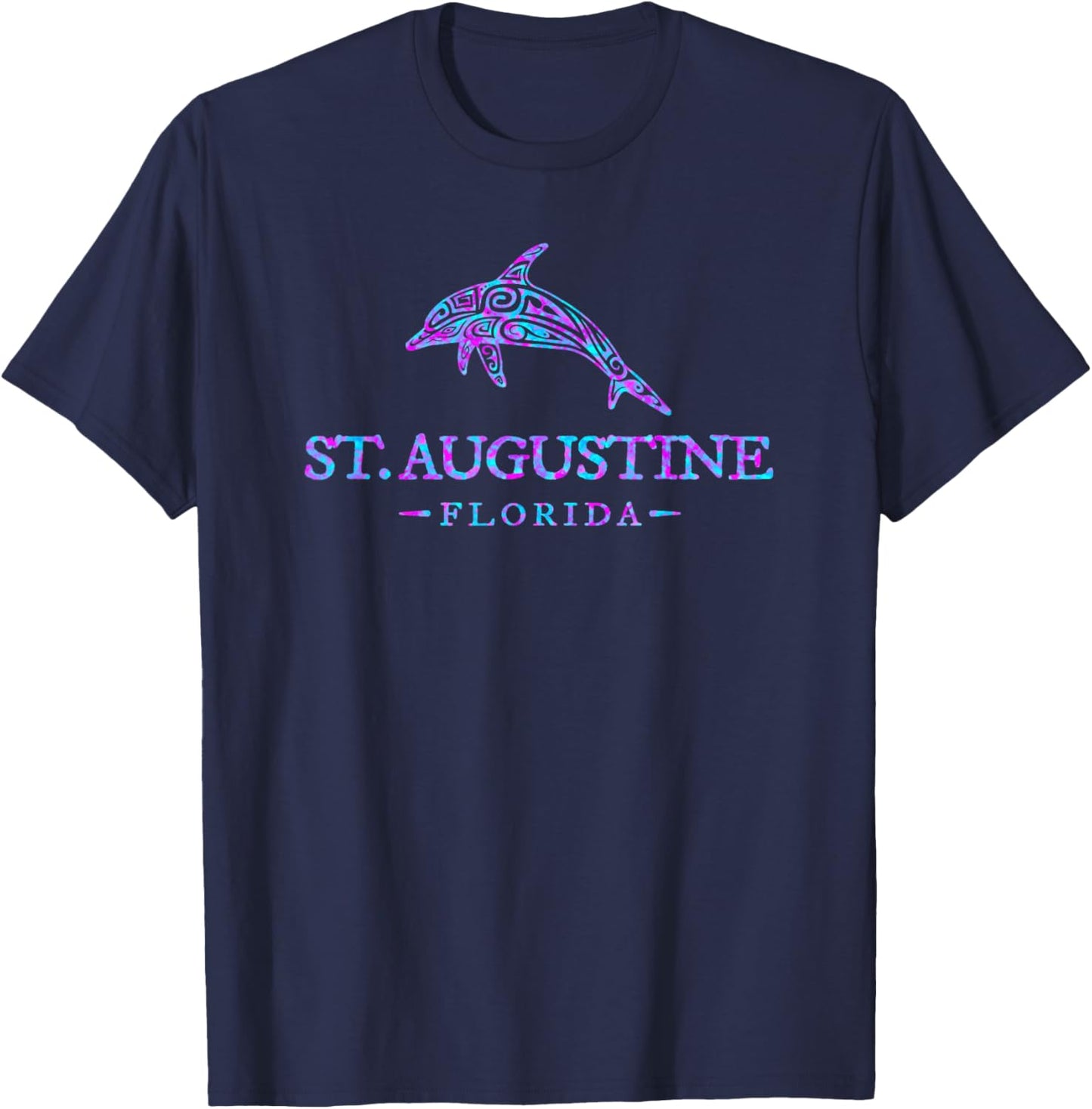 St. Augustine Florida Colorful Dolphin Girls Boys T-Shirt - T-Shirt | Navy