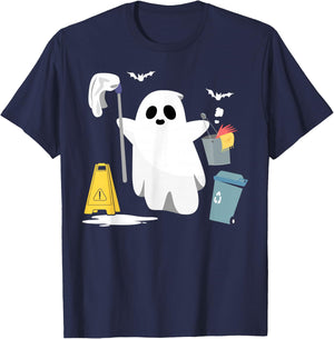 School Custodian Janitor Ghost Halloween T-Shirt - T-Shirt | Navy