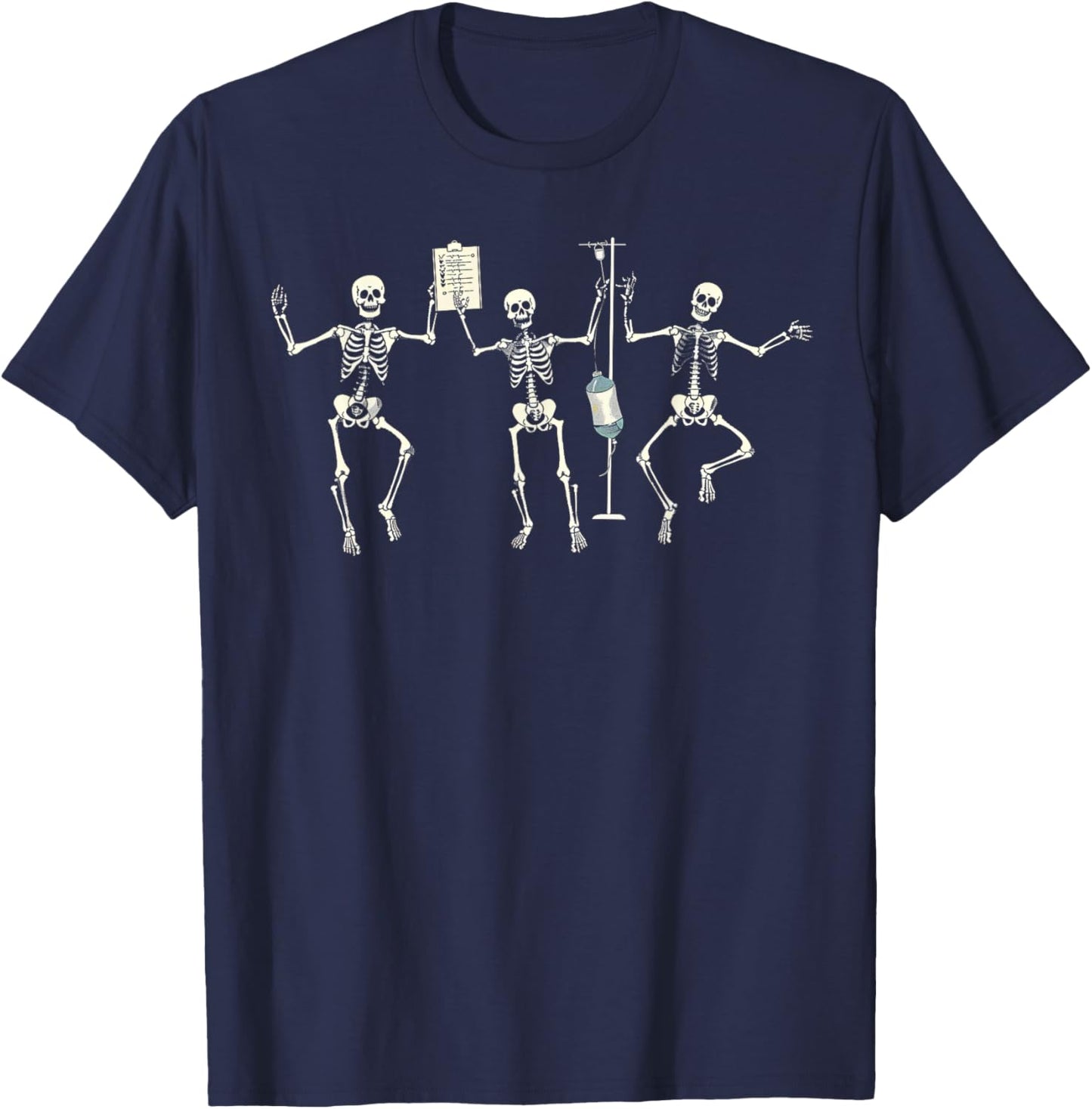 Funny Nurse Skeleton Halloween Healthcare Crew Skeleton T-Shirt - T-Shirt | Navy