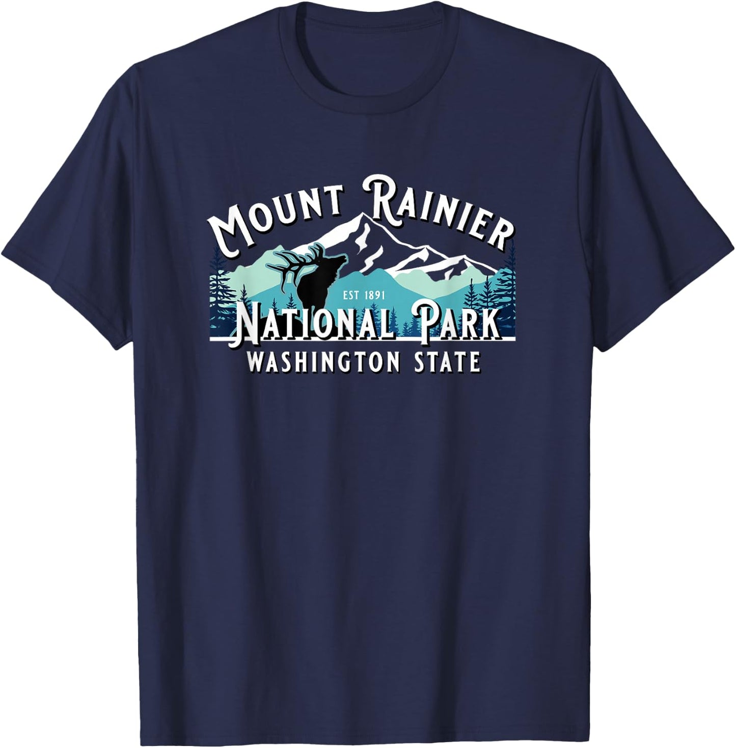 Vintage Mount Rainier National Park Washington Souvenir T-Shirt - T-Shirt | Navy