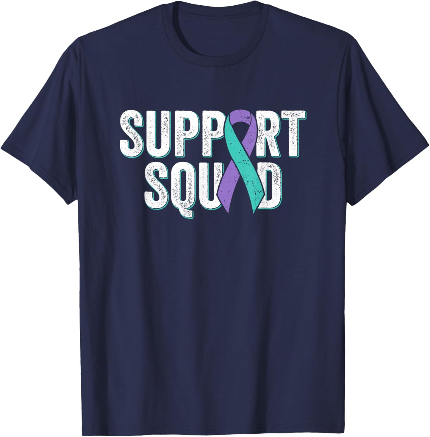 Suicide Prevention Support Squad - Teal Purple Awareness T-Shirt - T-Shirt | Navy