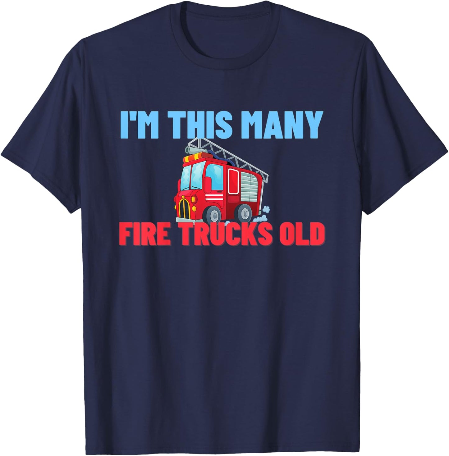 Kids Fire Truck 1st Birthday Gift Kids Boy Firefighter 1 Year T-Shirt - T-Shirt | Navy