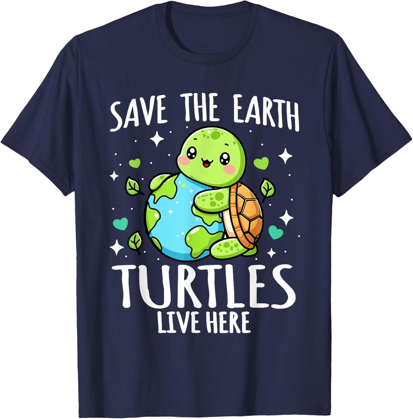 Save Earth Turtle Design - Funny Animal Earth Day T-Shirt - T-Shirt | Navy