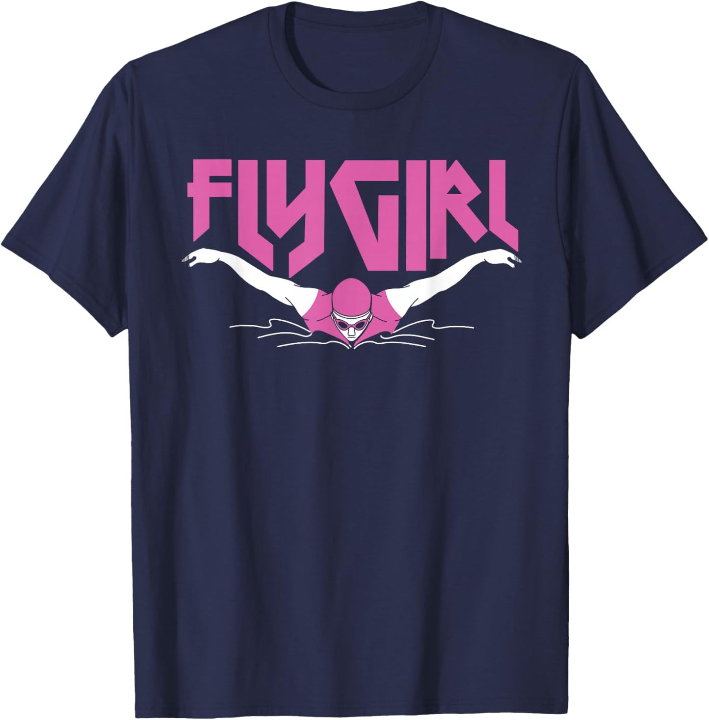 Swimmer Swim Fly Girl Butterfly Swimming 80'S Vaporwave T-Shirt - T-Shirt | Navy