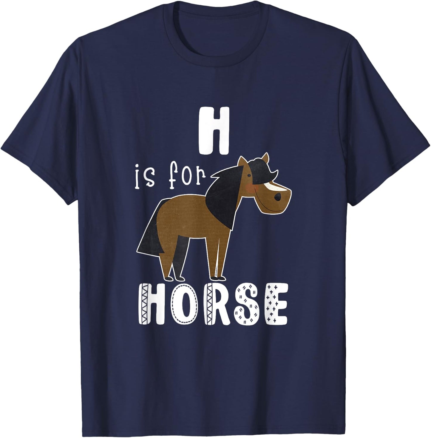 Horse Letter H Alphabet T-Shirt - T-Shirt | Navy