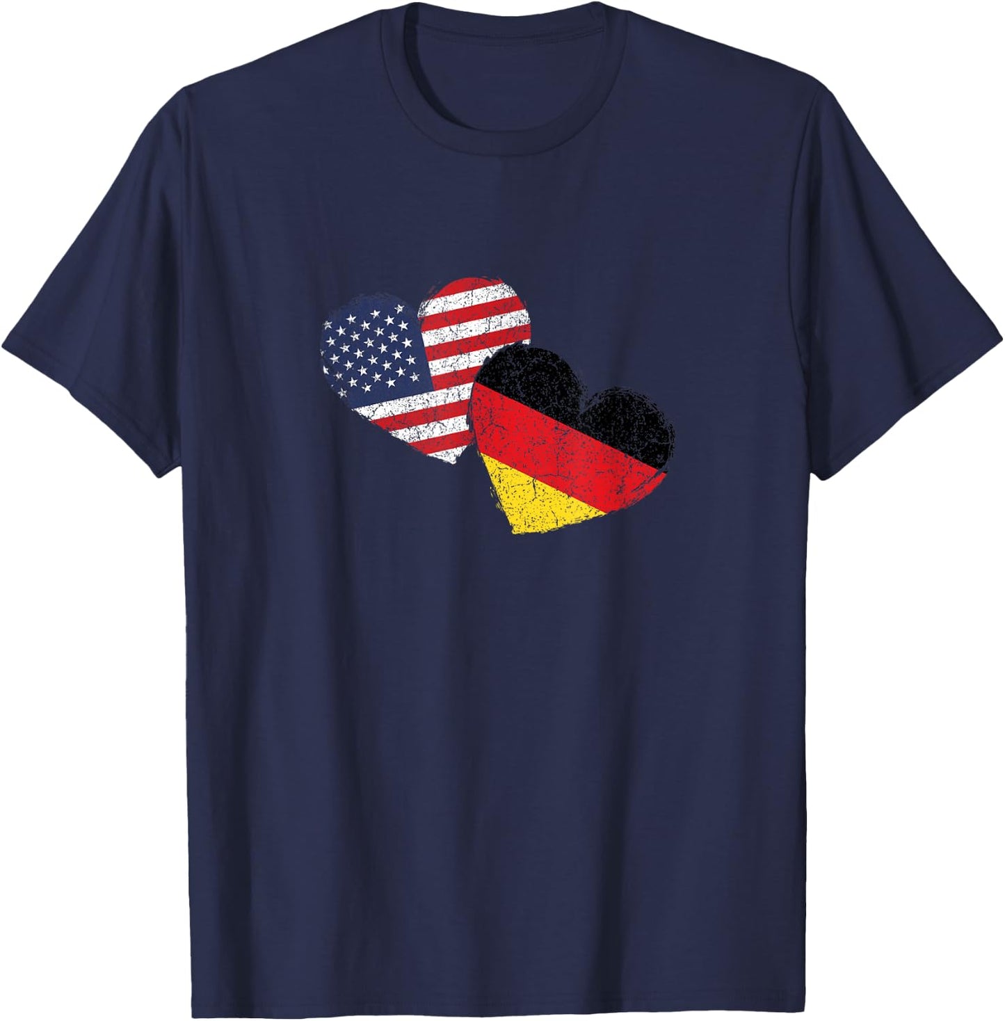 USA Germany Heart Country Flag German American T-Shirt - T-Shirt | Navy