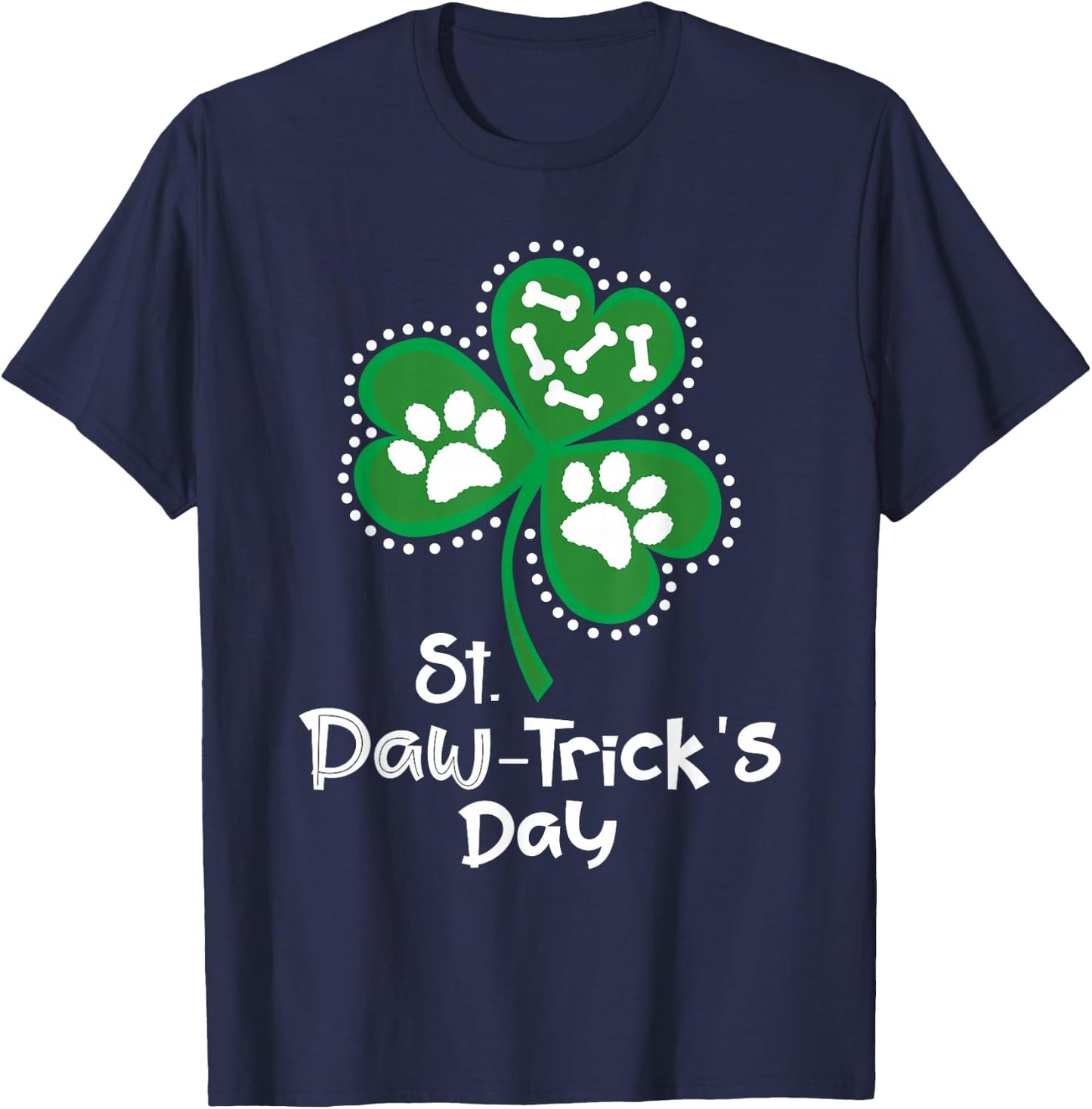 St Patrick's Day Gifts for Dog Lovers Paw Print Dog Owner Jersey T-Shirt - T-Shirt | Navy