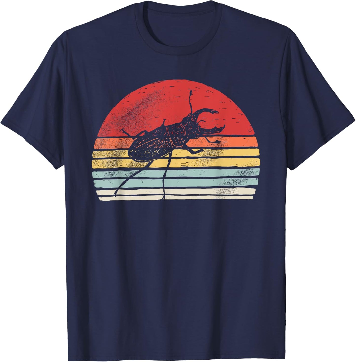 Vintage Retro Stag Beetle T-Shirt - T-Shirt | Navy