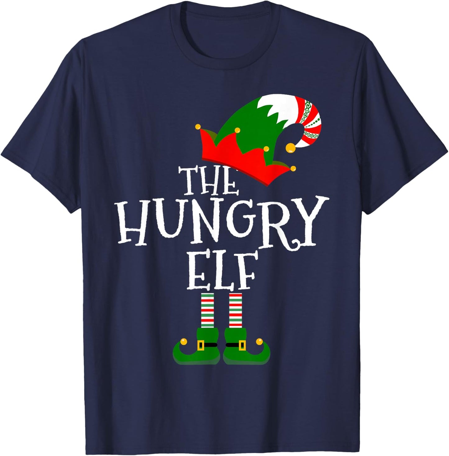 Funny The Hungry Elf Matching Family Group Gift Christmas T-Shirt - T-Shirt | Navy