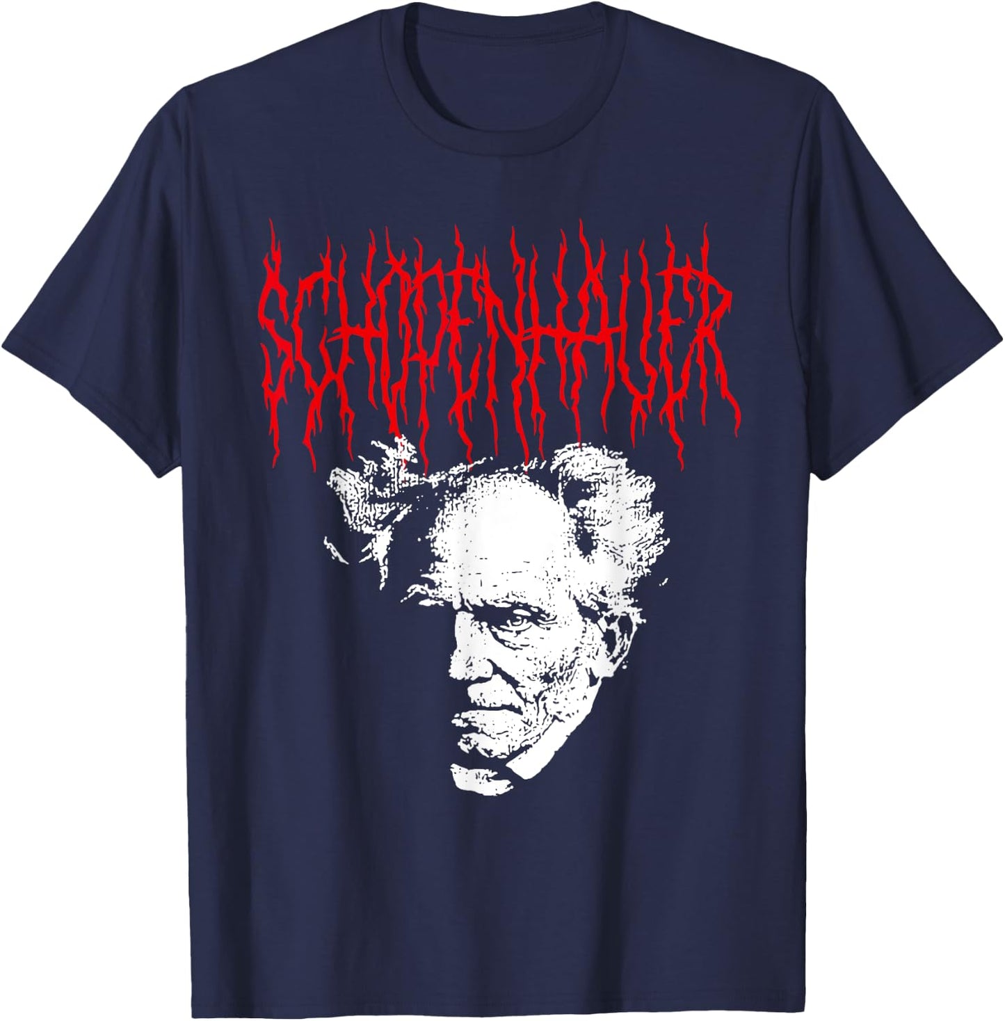 Arthur Schopenhauer Death-Metal Style Philosophy Design T-Shirt - T-Shirt | Navy