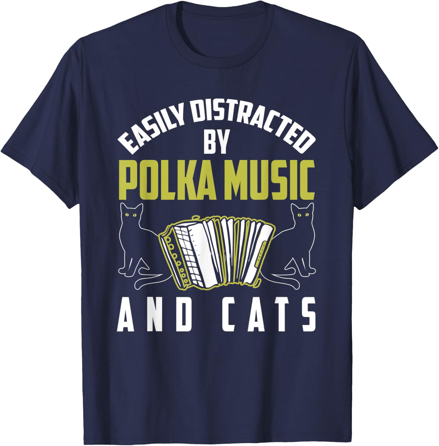 Polka Shirt Funny Cat Lover Polka Music Polka Lover Gift Women Kids T-Shirt - T-Shirt | Navy