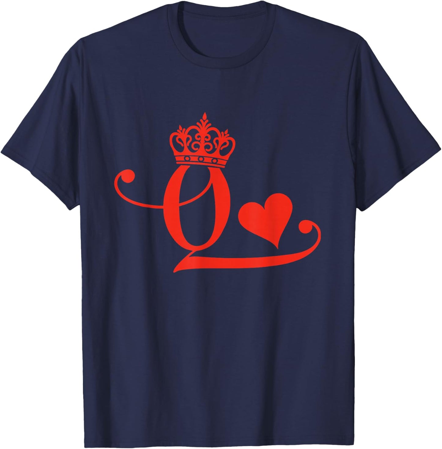 King & Queen of Hearts Matching Couple Saint Valentine's Day T-Shirt - T-Shirt | Navy
