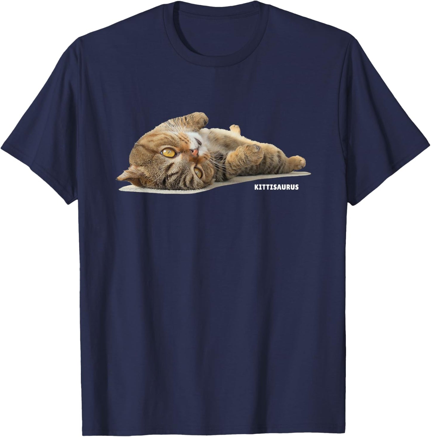 ChuChu in Wonderland Lying LuLu , Adult, , Short Sleeve, Blue, Small, Cat Pattern, Modern, Classic, Casual, Cotton 60% Polyester 40% T-Shirt - T-Shirt | Navy
