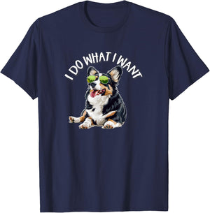 Funny Do What I Want Welsh Black Tricolor Corgi Lover T-Shirt - T-Shirt | Navy