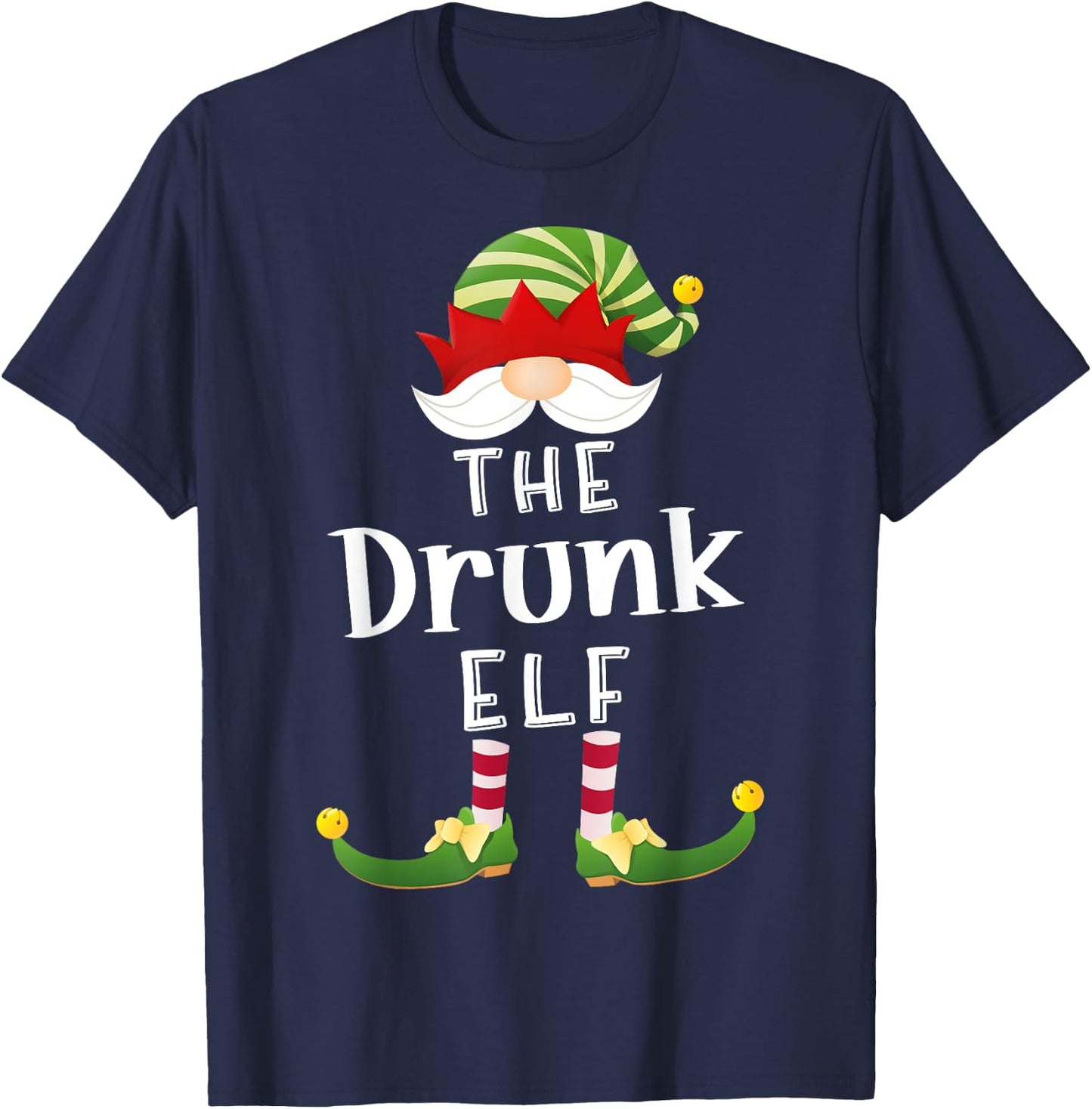 Drunk Elf Group Christmas Funny Pajama Party T-Shirt - T-Shirt | Navy