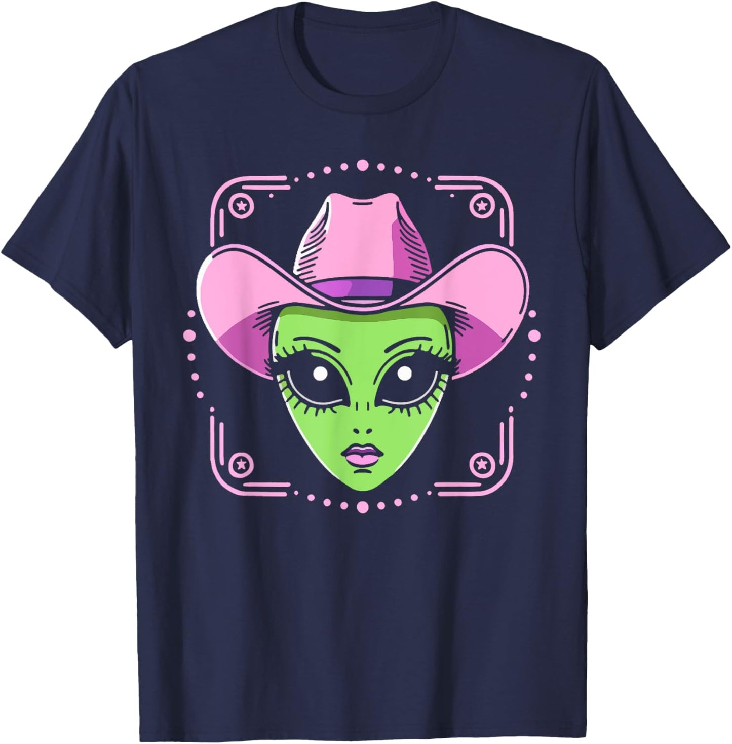 Alien Cowgirl Has Space Western UFO Howdy Rodeo Country T-Shirt - T-Shirt | Navy
