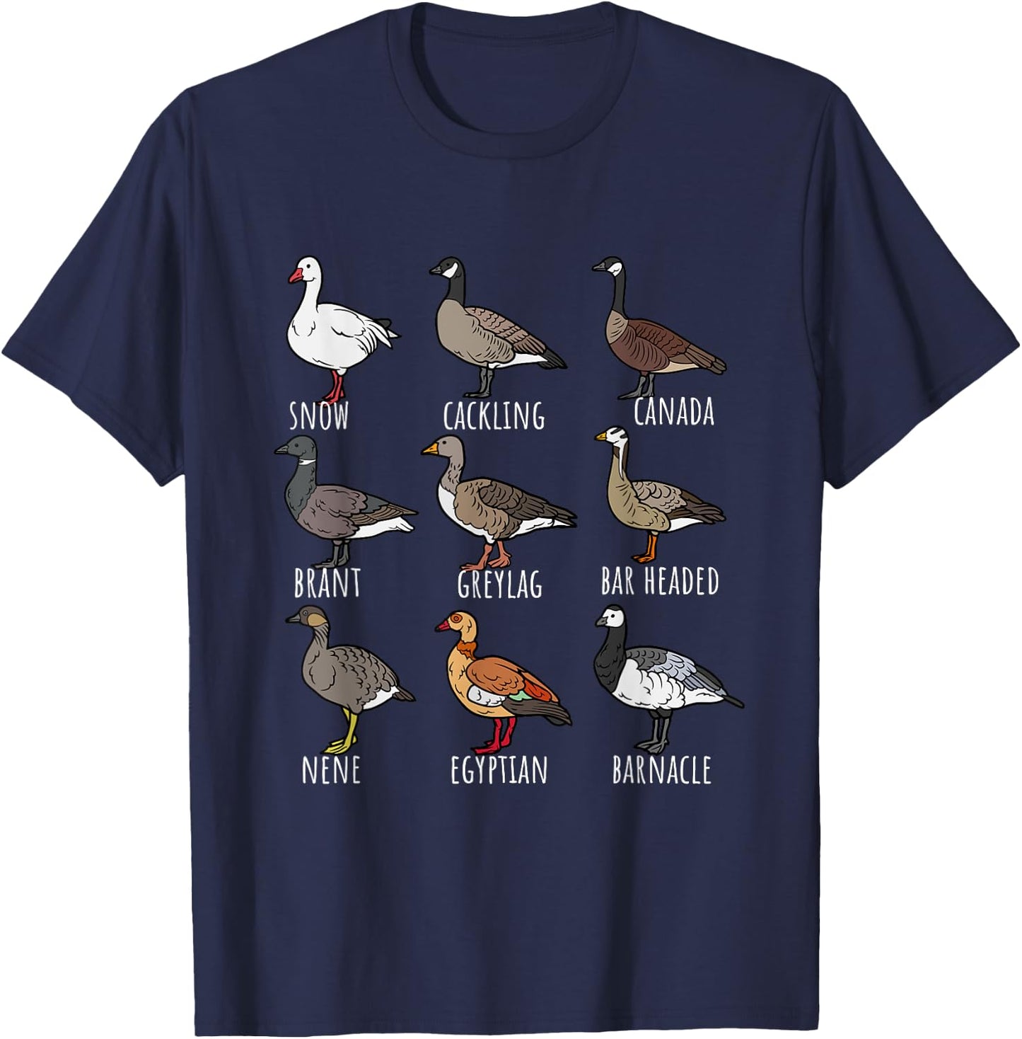 Type Of Geese Chart Variety For Nature Lovers Bird Watchers T-Shirt - T-Shirt | Navy