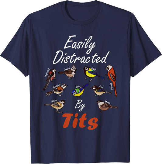 Nice Tits Funny Bird Watching Birder Men & Women Gift T-Shirt - T-Shirt | Navy