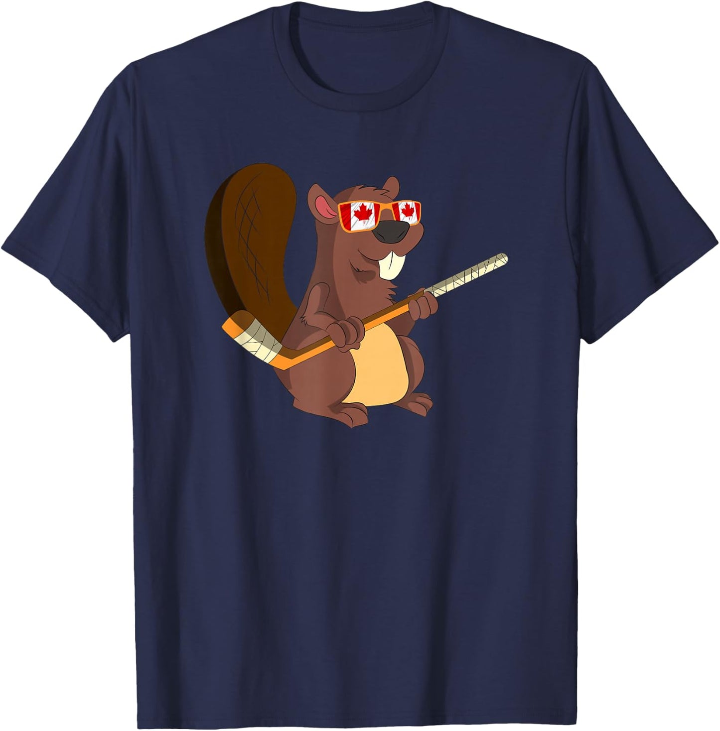 Beaver Hockey Rodent Canadian Gift Sweet Canada T-Shirt - T-Shirt | Navy