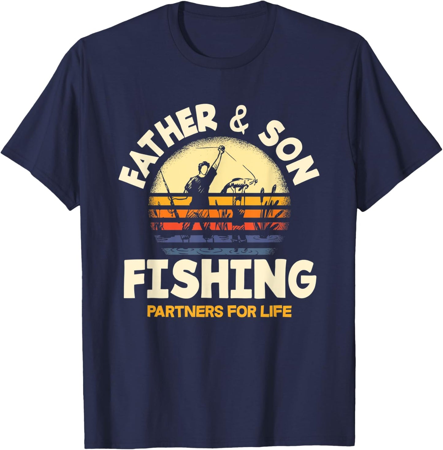 Father and Son Fishing Partners For Life Funny Fishing T-Shirt - T-Shirt | Navy