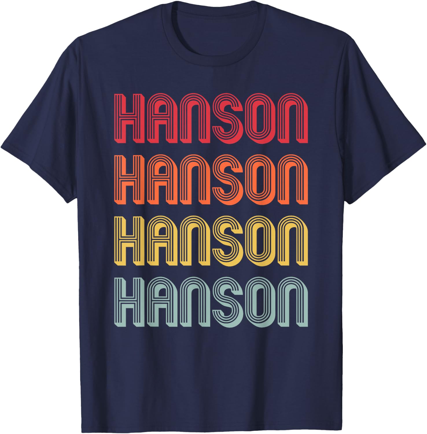 Customized Last Name Custom Family Christmas Team Hanson Gift Surname Funny Retro Vintage 80s Birthday Reunion T-Shirt - T-Shirt | Navy