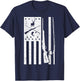 White US Flag Rifle Fishing Rod Fish Deer Hunting Patriotic T-Shirt - T-Shirt | Navy