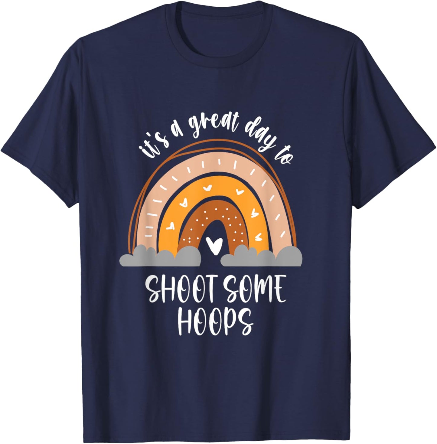 Basketball shoot hoops Boho Kids Heart Rainbow T-Shirt - T-Shirt | Navy