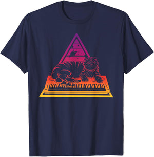 Techno Synth Analogue Cat Synthesiser Men Women T-Shirt - T-Shirt | Navy