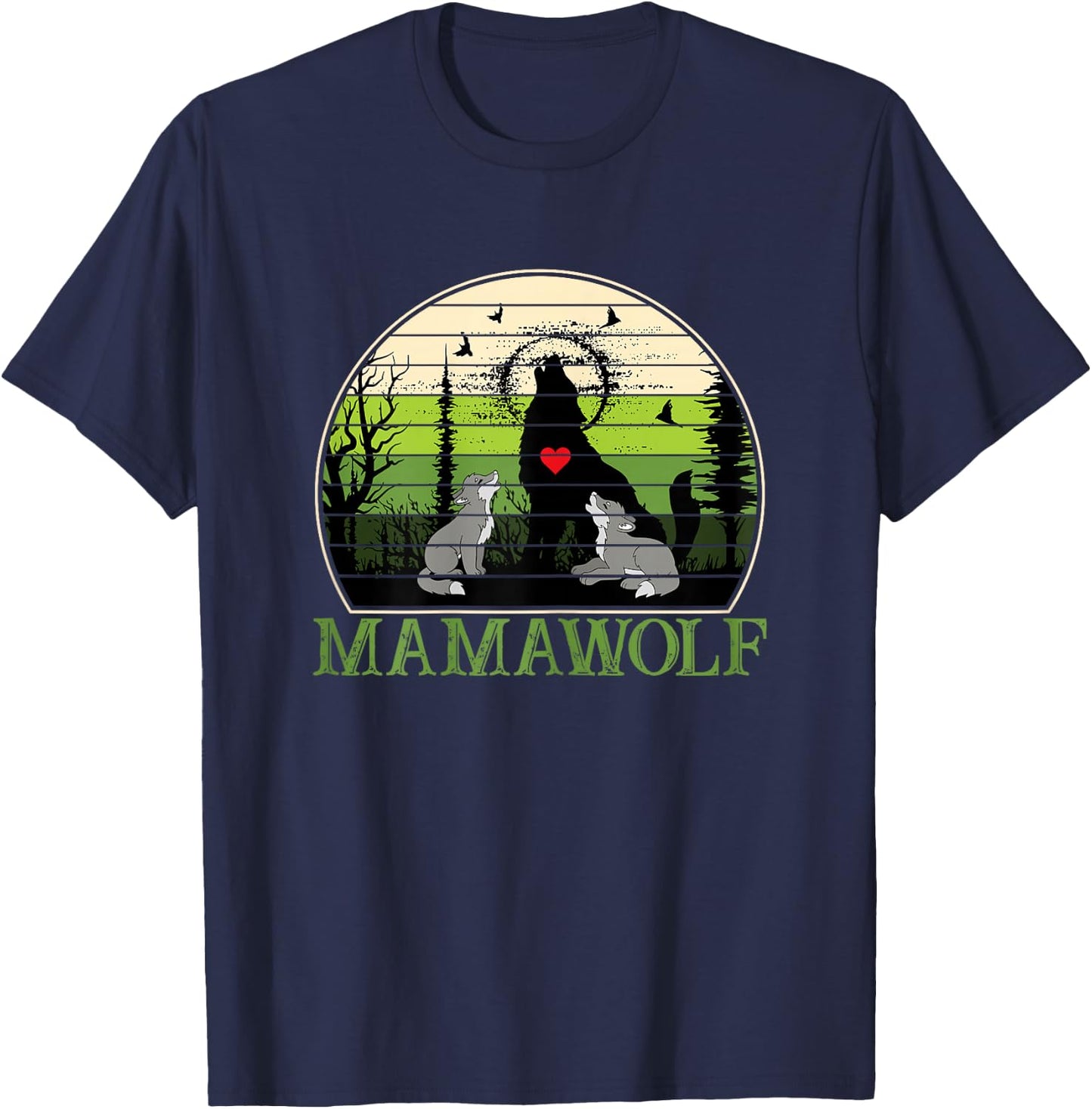 Mama Wolf Cute Mothers Day Gift Moms T-Shirt - T-Shirt | Navy