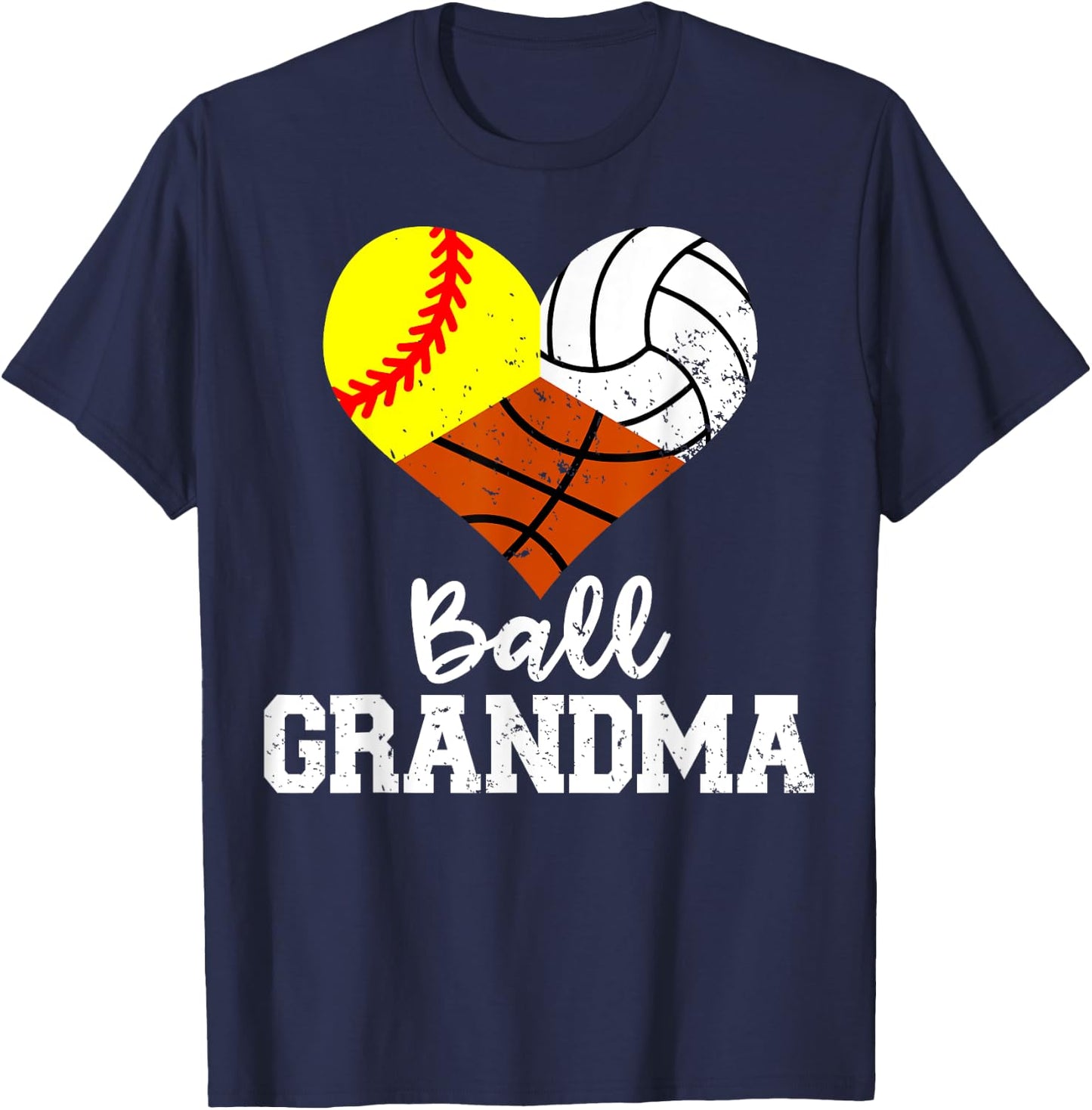 Ball Grandma Funny Softball Volleyball Basketball T-Shirt - T-Shirt | Navy