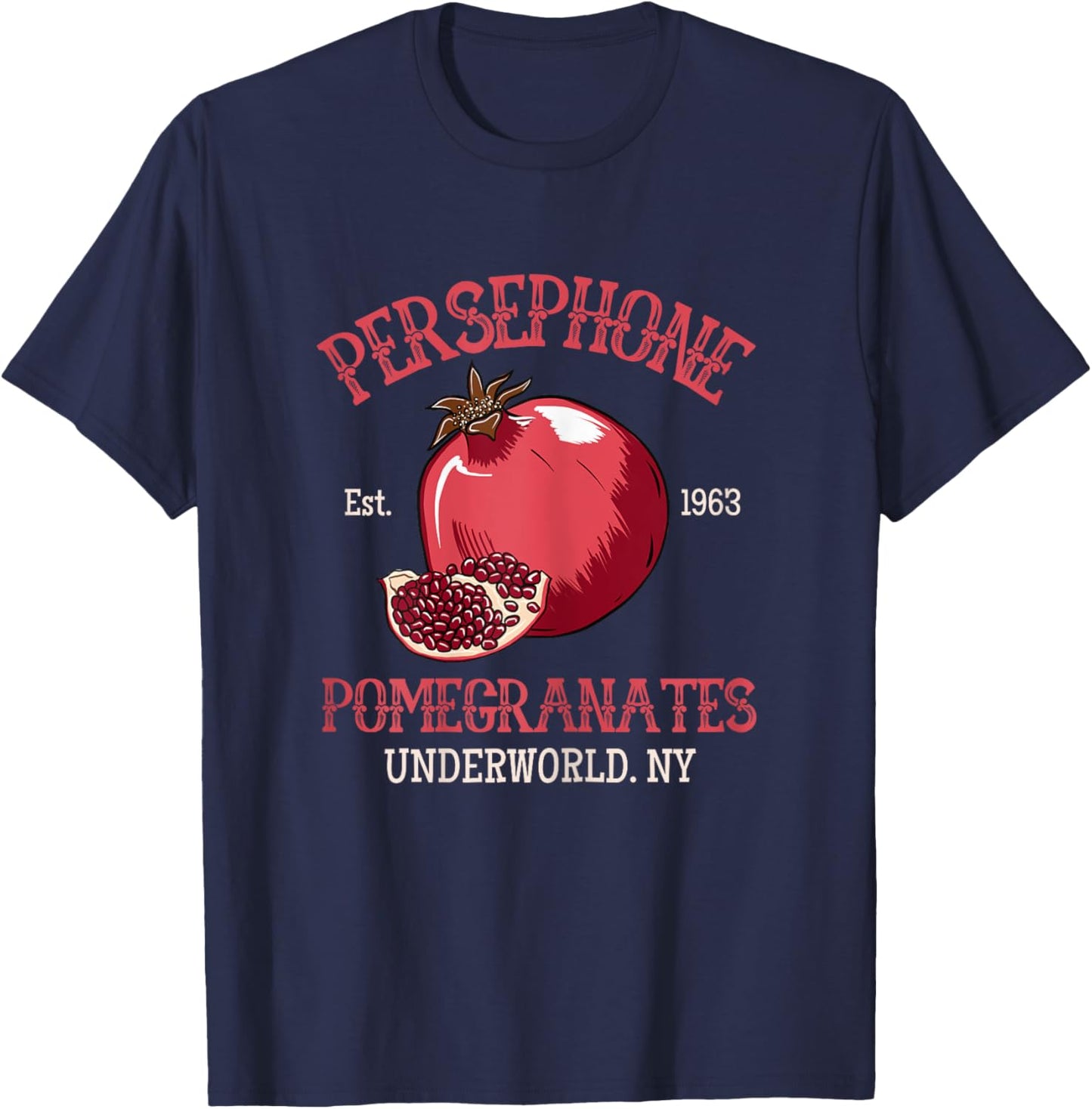 Greek Mythology Persephone's Pomegranates , Female X-Small, Black T-Shirt - T-Shirt | Navy