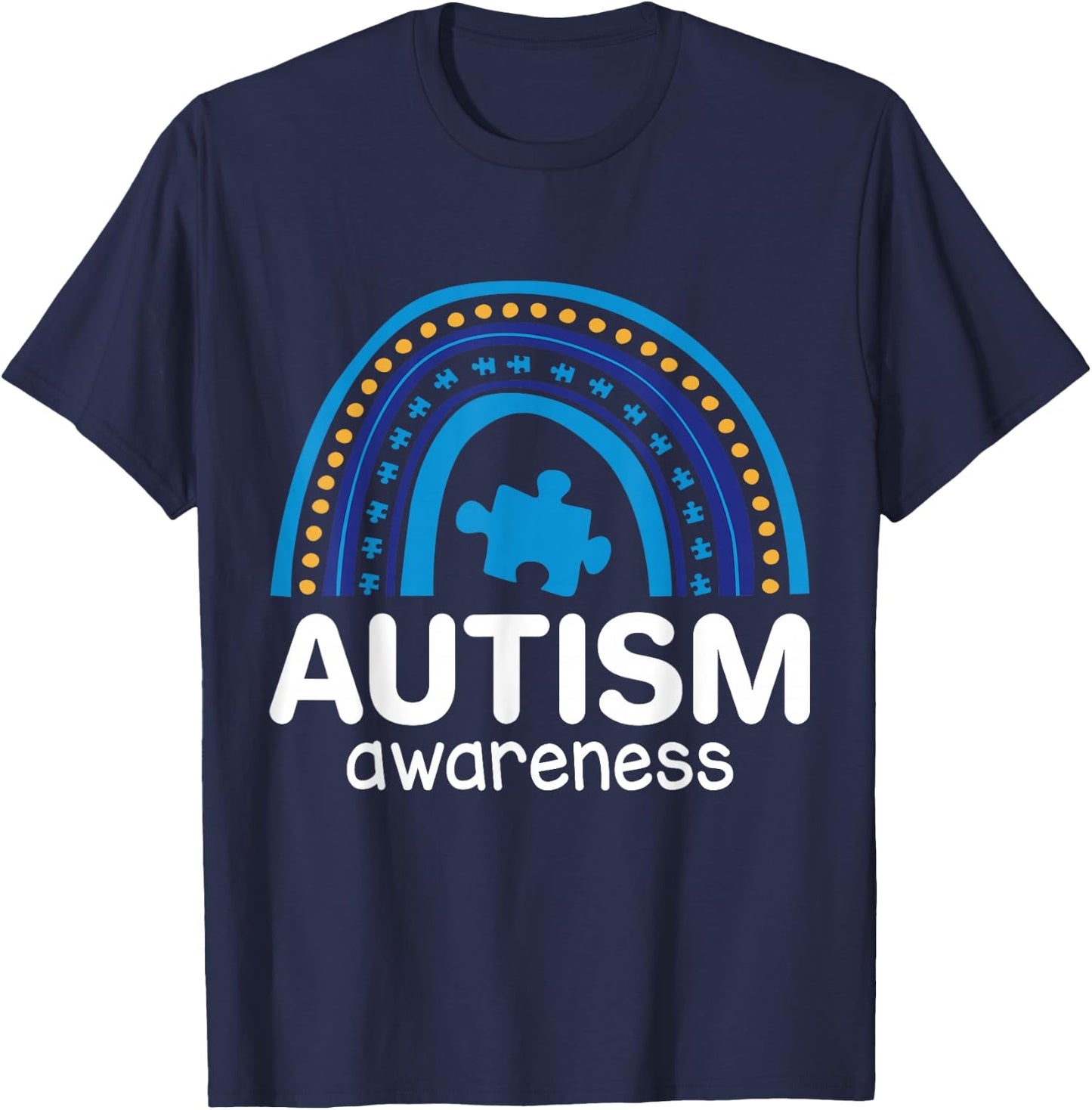 Autism Awareness Month Rainbow T-Shirt - T-Shirt | Navy