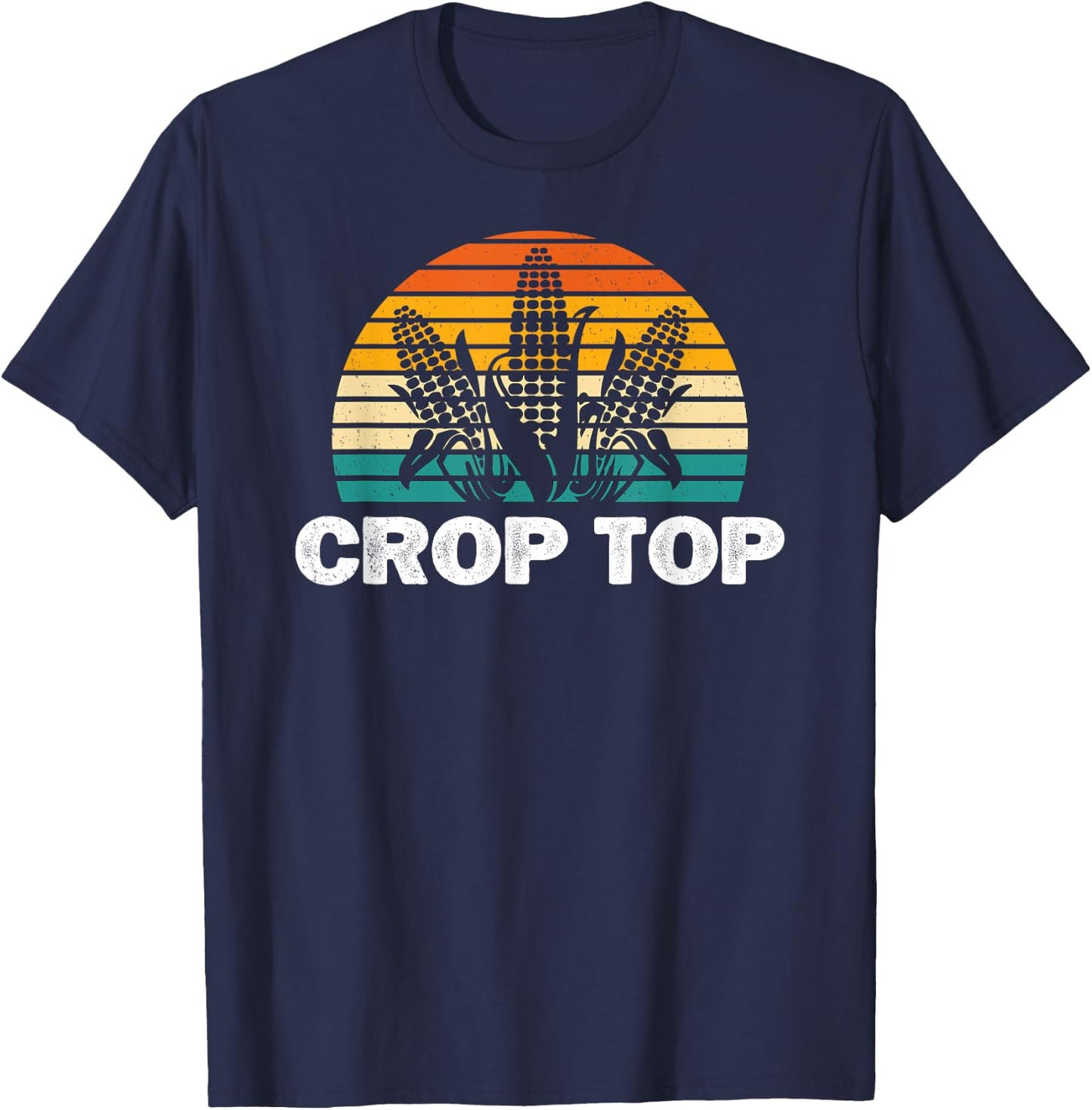 Crop Top Corn Funny Maize Corn Lover Farmer Retro T-Shirt - T-Shirt | Navy