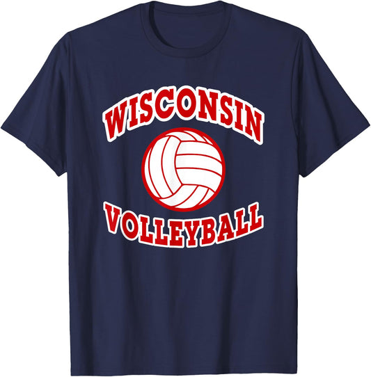 Wisconsin Volleyball Classic Style T-Shirt - T-Shirt | Navy