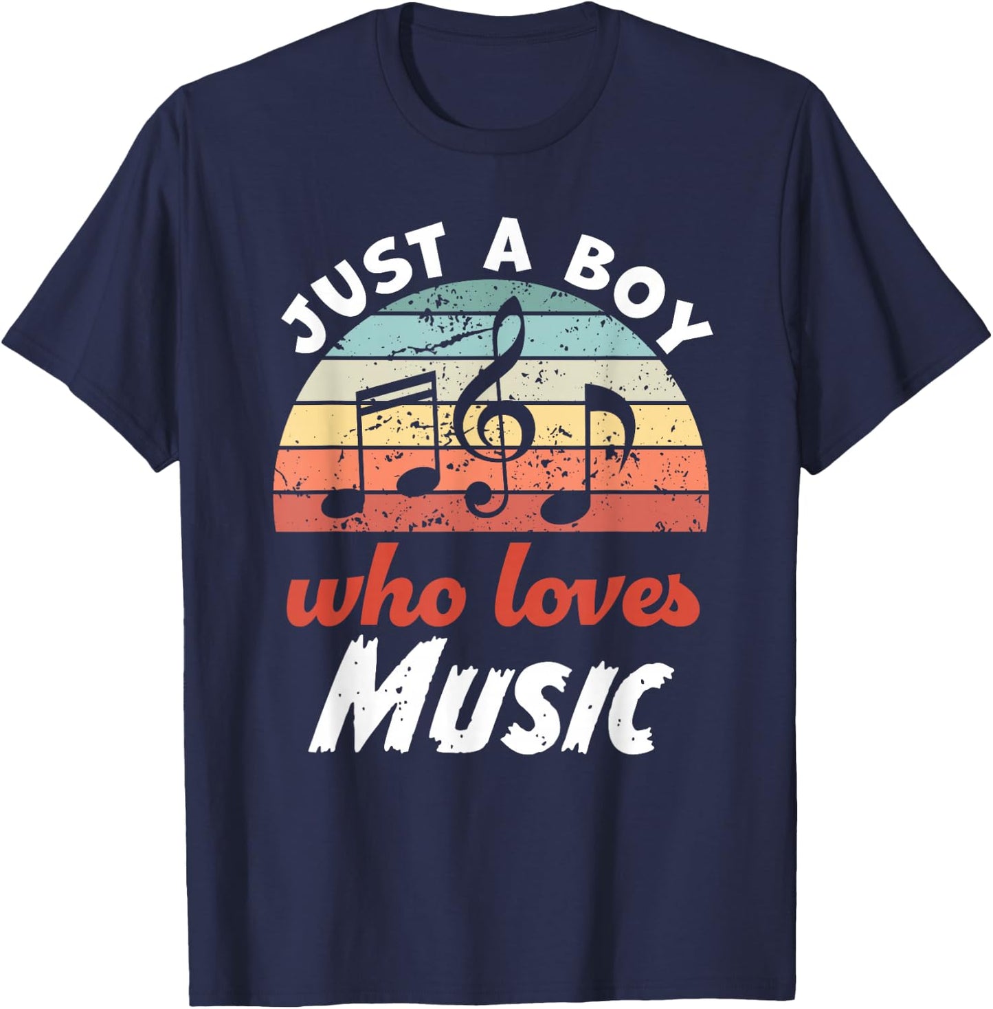 Just A Boy Who Loves Music Kids Music Boys T-Shirt - T-Shirt | Navy