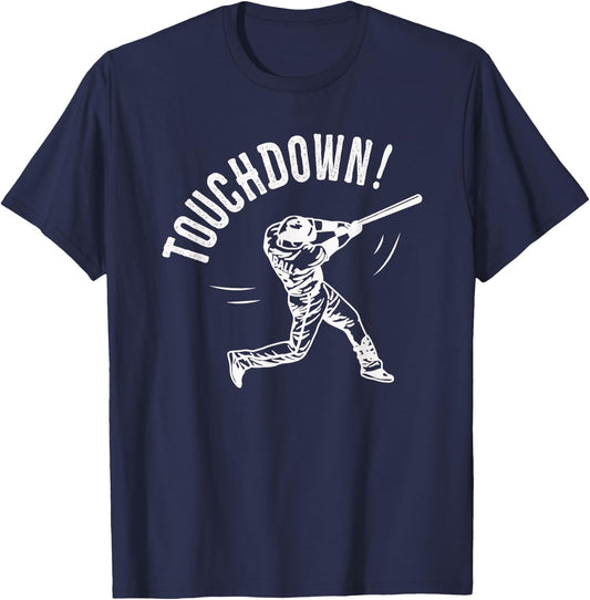 Touchdown Baseball Funny T-Shirt - T-Shirt | Navy