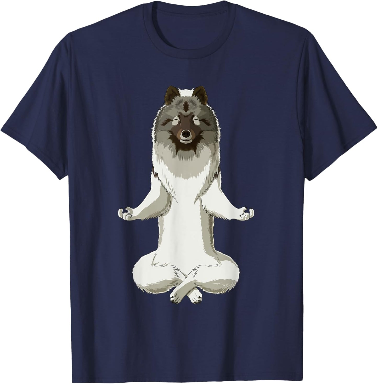 Funny Yoga Dog Keeshond T-Shirt - T-Shirt | Navy