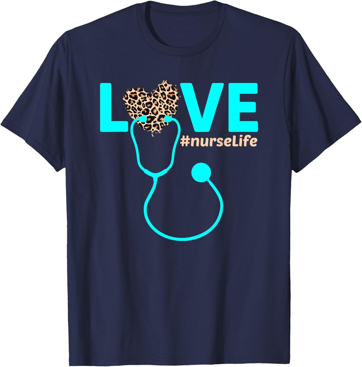 Nurse Life RN LPN CNA Healthcare Leopard Nurse Week 2023 T-Shirt - T-Shirt | Navy