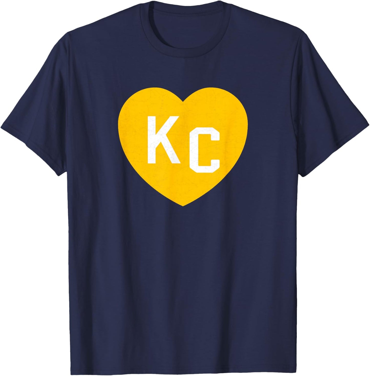 Hearts Red Kansas City Kc Heart Love KC Initials Red Yellow T-Shirt - T-Shirt | Navy