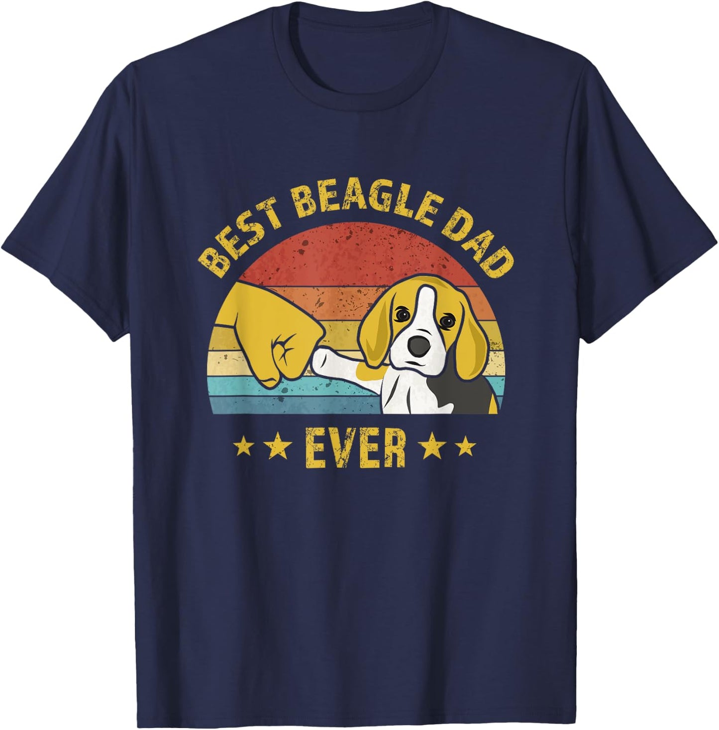 Cute Best Beagle Dad Ever Vintage Puppy Lover Retro Design T-Shirt - T-Shirt | Navy