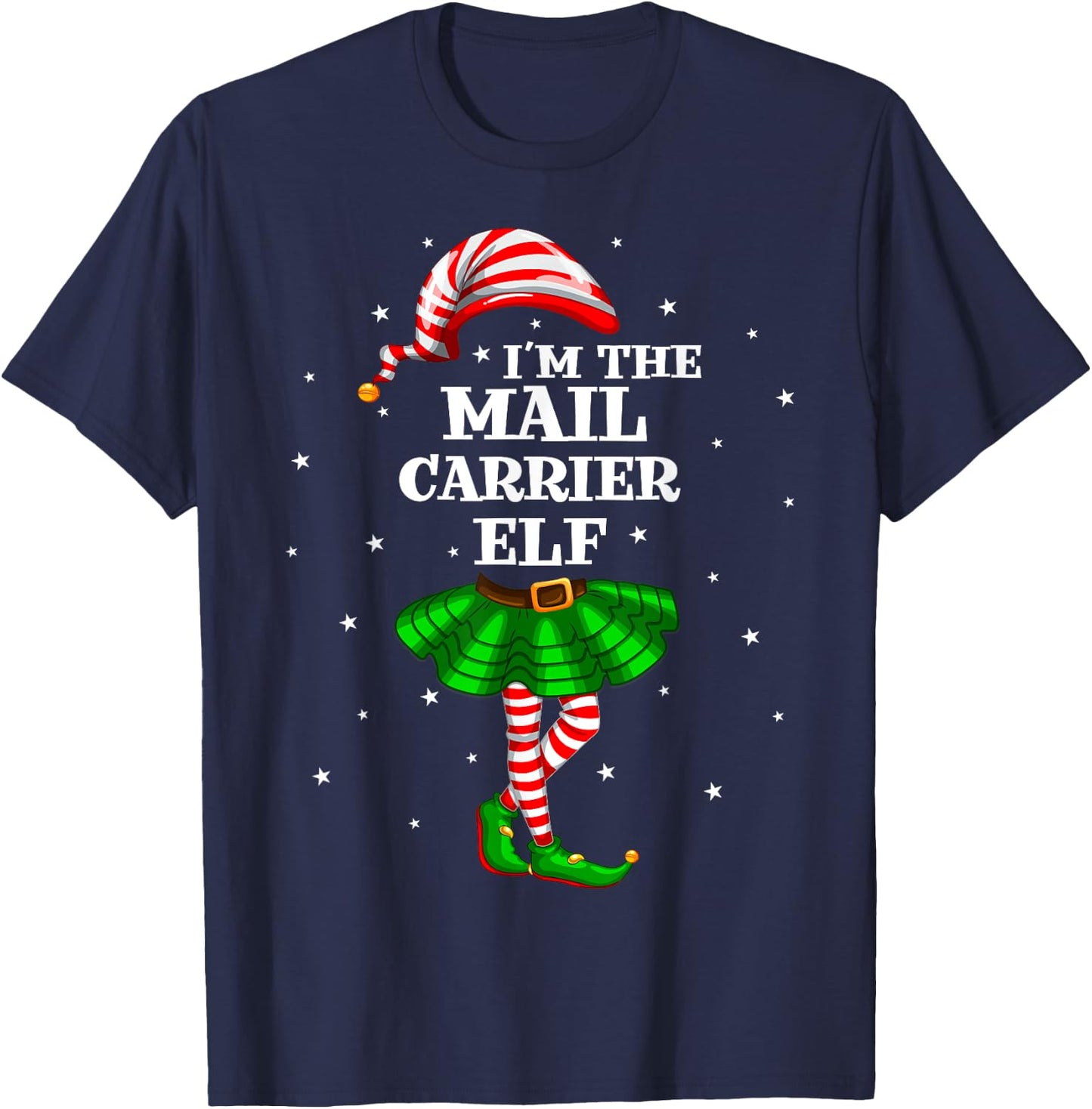 Matching Family Group Mail Carrier Elf Christmas T-Shirt - T-Shirt | Navy