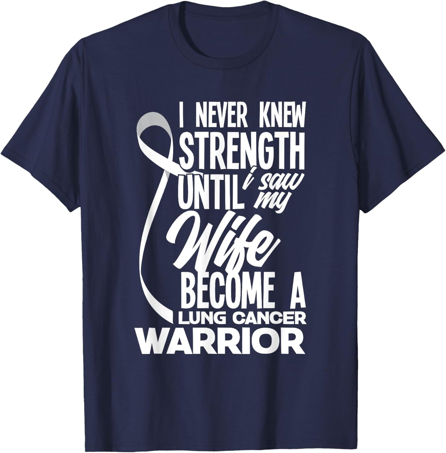 Proud Husband Of A Lung Cancer Warrior Wife Lung Cancer T-Shirt - T-Shirt | Navy