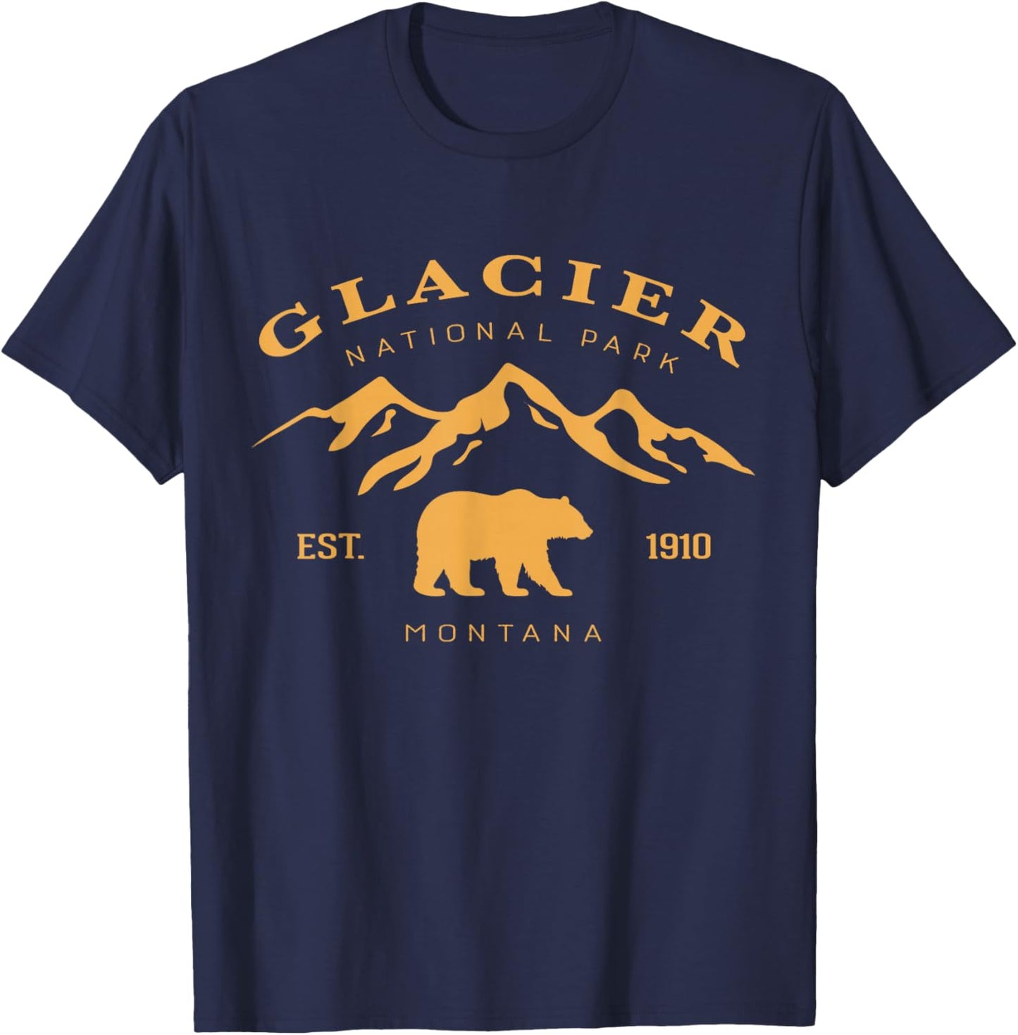 Retro Vintage Glacier National Park for kids Hiking Camping T-Shirt - T-Shirt | Navy