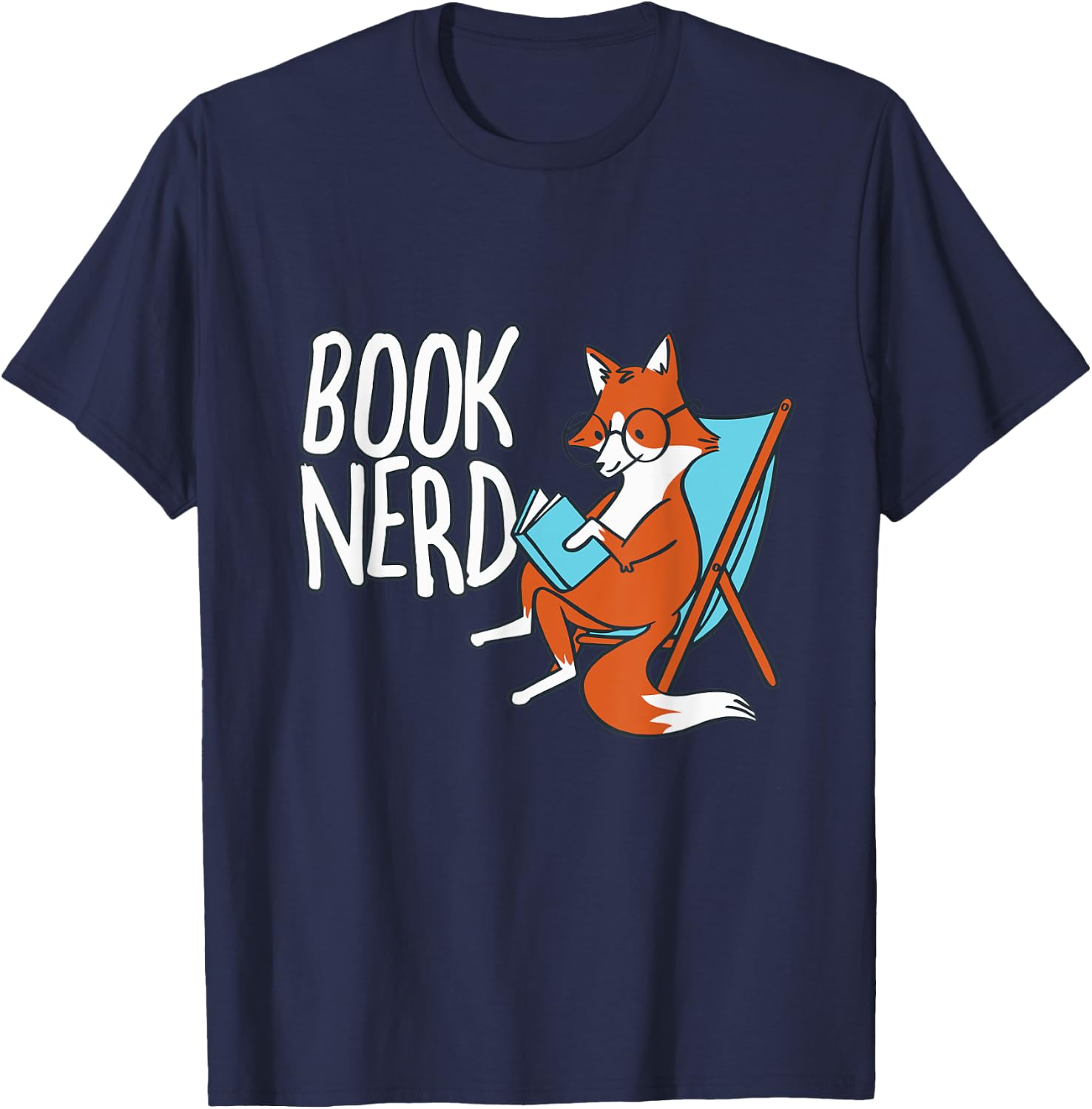 Fox Book Reading Retro Nerd Funny Librarian Boys Girls Kids T-Shirt - T-Shirt | Navy